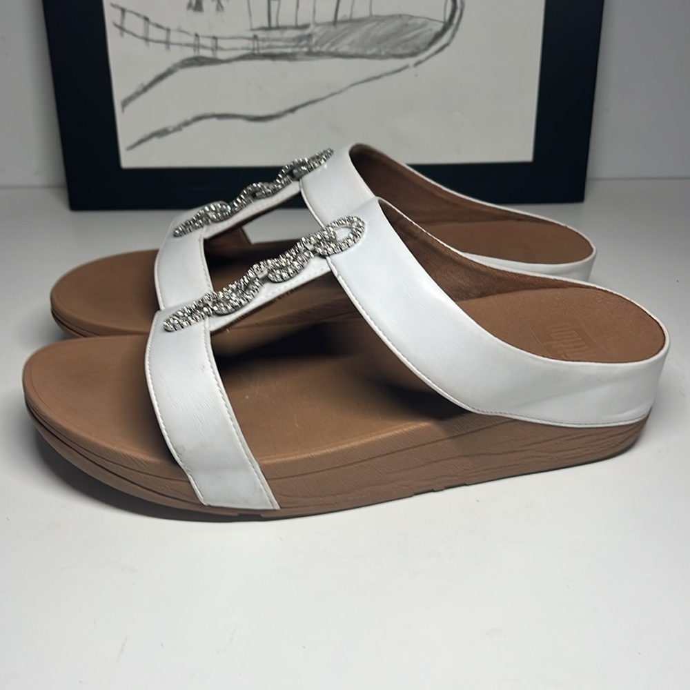 FitFlop Fino Mirror Dome Leather Sandals - Urban White Women’s Size 8 - Picture 7 of 16